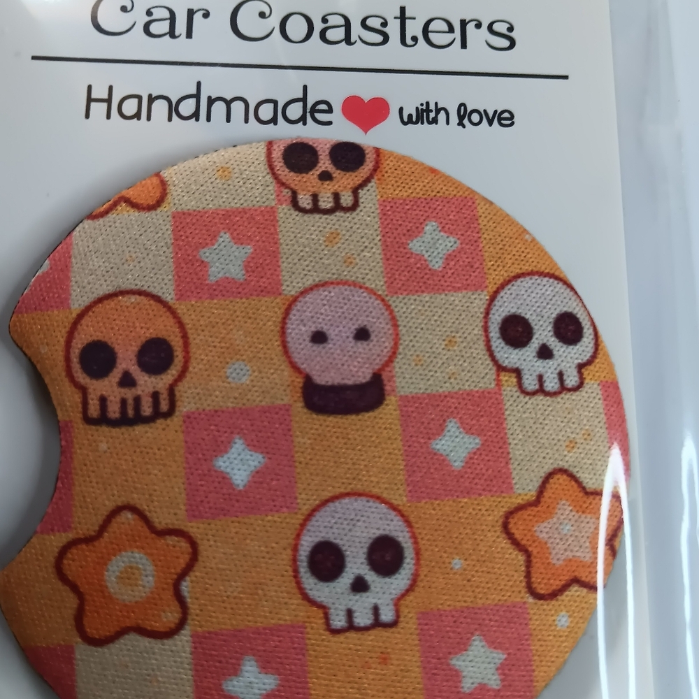 Skull and Star Car Coasters 2pcs - Picture 3 of 4